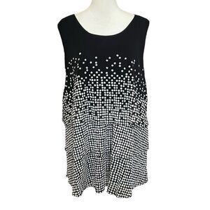 Alfani Top Women’s Size L Tiered Dot-Print Scoop Neck Sleeveless​